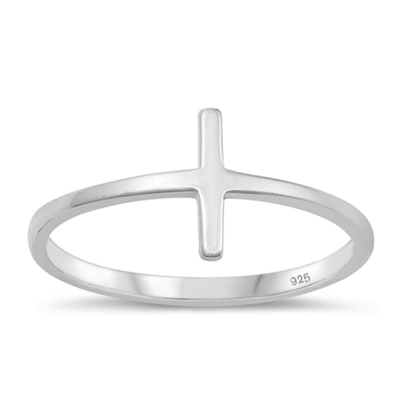 Sideways Cross Bar Stackable Love Ring New .925 Sterling Silver Band Sizes 4-10