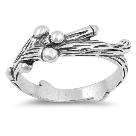 Oxidized Tree Branch Ball Bud Fashion Ring .925 Sterling Silver Band Sizes 4-10