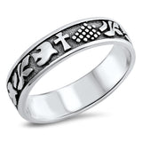 Cross Dove Vine Parable Bible Communion Ring 925 Sterling Silver Band Sizes 5-10