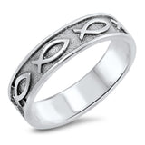 Christian Fish Ichthus Eternity Love Ring .925 Sterling Silver Band Sizes 5-10