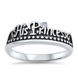 White CZ His Princess Christian Purity Ring .925 Sterling Silver Band Sizes 5-10