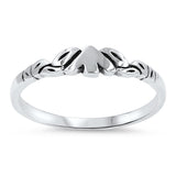 Oxidized Dove Leaf Christian Love Ring New .925 Sterling Silver Band Sizes 5-9