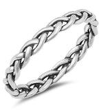 Oxidized Rope Knot Twist Stackable Ring New .925 Sterling Silver Band Sizes 4-10