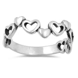 Oxidized Heart Cutout Promise Ring New .925 Sterling Silver Love Band Sizes 4-10