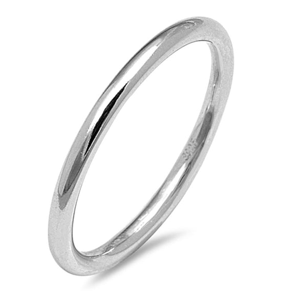 Thin Stackable Rounded Wedding Ring New .925 Sterling Silver Band Sizes 2-13