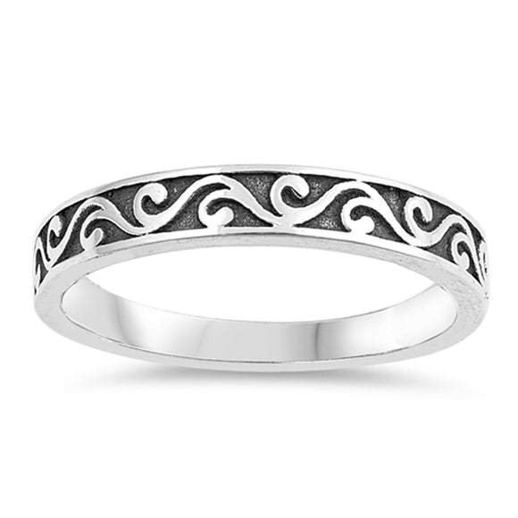 Swirl Eternity Stackable Thumb Ring New .925 Sterling Silver Band Sizes 3-12