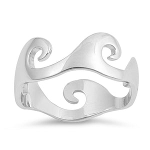 Cute Wave Ocean Eternity Sea Thumb Ring New 925 Sterling Silver Band Sizes 4-10