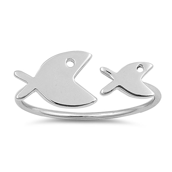 Big Fish Small Adjustable Midi Girl Ring New 925 Sterling Silver Band Sizes 4-10