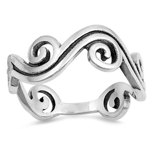 Oxidized Wave Knuckle Twist Stackable Ring .925 Sterling Silver Band Sizes 4-10