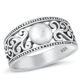 Circle Filigree Oxidized Beaded Boho Ring .925 Sterling Silver Band Sizes 5-10