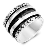 Spinner Etched Hammered Meditation Ring New .925 Sterling Silver Band Sizes 6-10