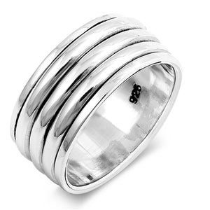 Shiny Triple Spinner Wedding Ring New .925 Sterling Silver Fun Band Sizes 6-10