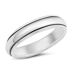 Plain Domed High Polish Spinner Wedding Ring 925 Sterling Silver Band Sizes 7-13