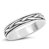 Oxidized Weave Mesh Spinner Wedding Ring New 925 Sterling Silver Band Sizes 7-13