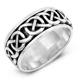 Infinity Knot Celtic Oxidized Spinner Ring .925 Sterling Silver Band Sizes 7-13