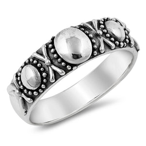 Hugs and Kisses Bali Oval Bead Boho Ring New 925 Sterling Silver Band Sizes 5-10