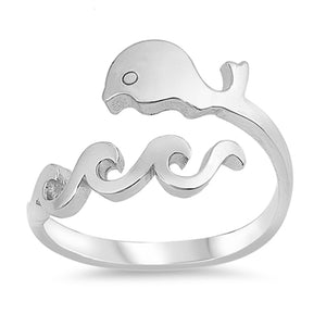 Whale Wave Adjustable Midi Knuckle Ring New .925 Sterling Silver Band Sizes 4-10