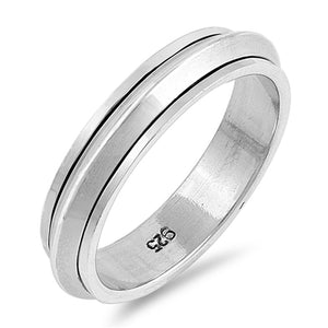 Spinner Geometric Triangle Point Wedding Ring Sterling Silver Band Sizes 7-13