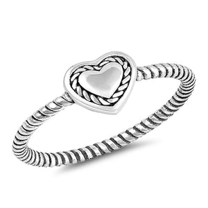 Oxidized Heart Halo Twisted Promise Ring New 925 Sterling Silver Band Sizes 4-12