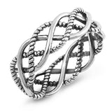 Rope Knot Weave Antiqued Wedding Ring New .925 Sterling Silver Band Sizes 5-12