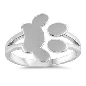 Pet Paw Print Foot Dog Animal Ring .925 Sterling Silver Sizes 4-12