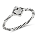 Oxidized Heart Sun Rope Fire Promise Ring .925 Sterling Silver Band Sizes 4-10