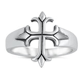 Medieval Pointed Cross Oxidized Etching Ring 925 Sterling Silver Band Sizes 5-12