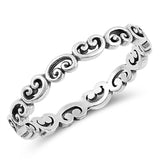 Oxidized Stackable Heart Midi Purity Ring .925 Sterling Silver Band Sizes 3-12