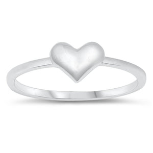 Dainty Puff Heart Promise Ring .925 Sterling Silver Band Sizes 3-12