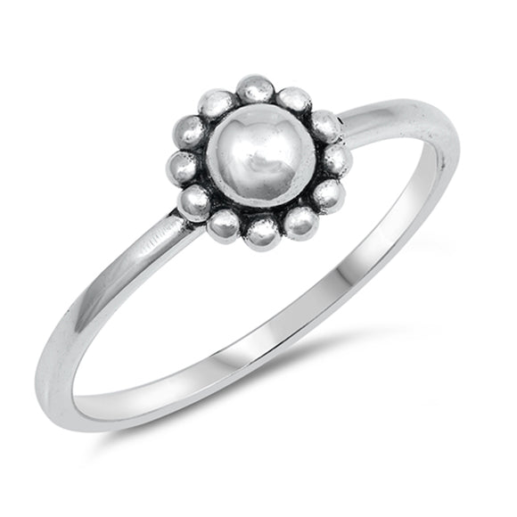 Oxidized Ball Bead Halo Sun Flower Ring New .925 Sterling Silver Band Sizes 3-10