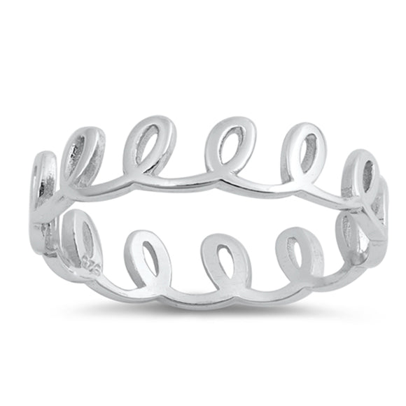 Wave Eternity Loop Whimsical Tiara Ring New .925 Sterling Silver Band Sizes 4-10