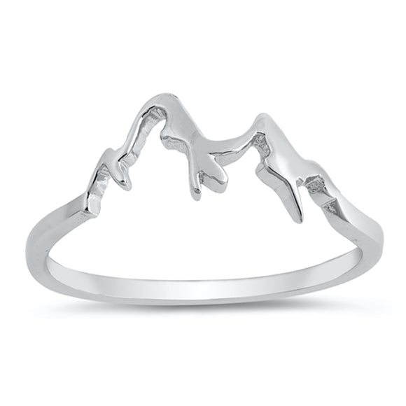 Mountain Range Snow Caps Outdoor Hiking Ring 925 Sterling Silver Band Sizes 4-13