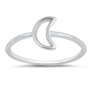 Moon Dainty Mystical Cute Polished Ring New .925 Sterling Silver Band Sizes 4-12