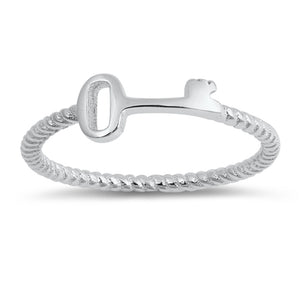 High Polish Key Ring New 925 Sterling Silver Dainty Twisted Rope Band Sizes 3-10