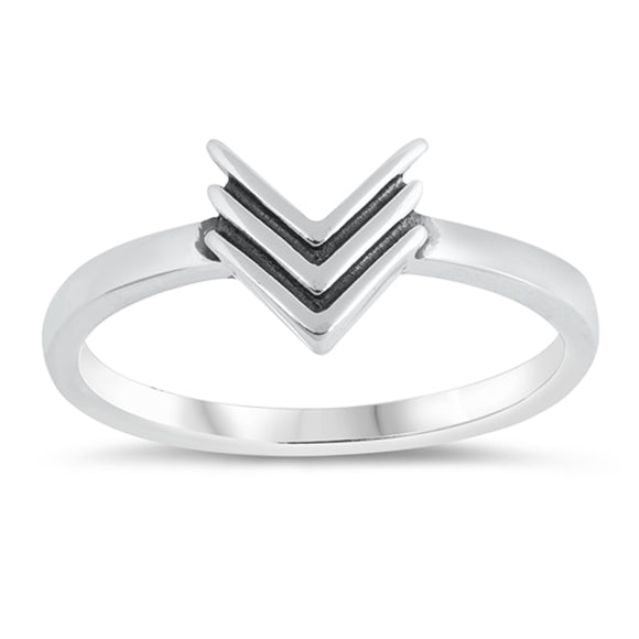 Down Arrow Triple Medal Chevron V-Shape Ring 925 Sterling Silver Band Sizes 4-12