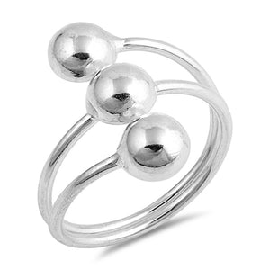 Triple Bead Wide Dainty Cocktail Ring New .925 Sterling Silver Band Sizes 5-10