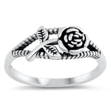 Oxidized Rose Flower Anniversary Love Ring .925 Sterling Silver Band Sizes 4-10