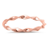 Rose Gold-Tone Stackable Twisting Rope Ring .925 Sterling Silver Band Sizes 3-10