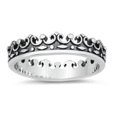 Oxidized Cross King Queen Eternity Ring New .925 Sterling Silver Band Sizes 4-10