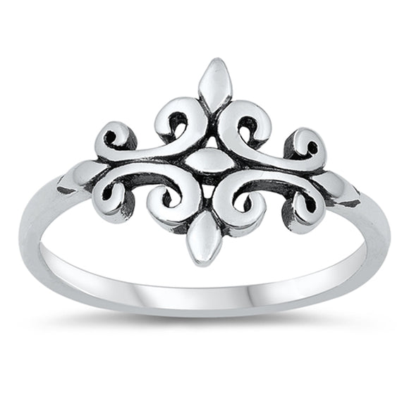 Celtic Fleur De Lis Filigree Dainty Ring New 925 Sterling Silver Band Sizes 4-10