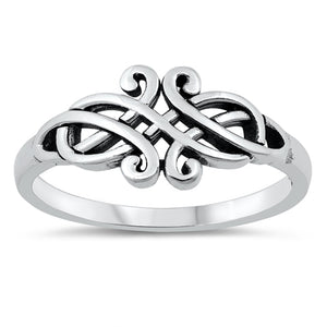 Oxidized Celtic Knot Infinity Eternal Ring .925 Sterling Silver Band Sizes 4-12