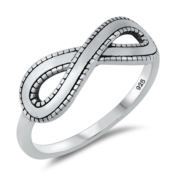 Infinity Criss Cross Detailed Milgrain Ring .925 Sterling Silver Band Sizes 4-10