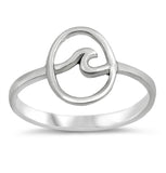 Oval Wave Halo Ocean Boho Nature Ring New .925 Sterling Silver Band Sizes 4-10