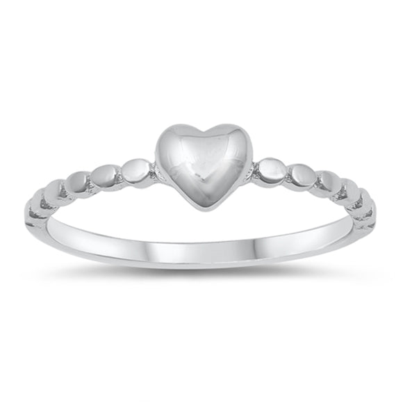 Puff Heart Love Promise Ring New .925 Sterling Silver Band Sizes 3-12