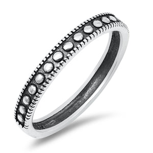 Oxidized Bali Bead Stacking Wedding Ring New 925 Sterling Silver Band Sizes 4-10