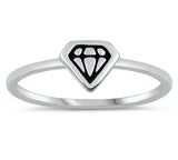 Diamond-Shape Symbol Rich Bling Wealth Ring .925 Sterling Silver Band Sizes 4-10