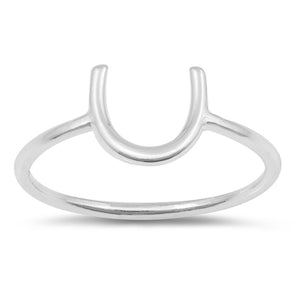 Horseshoe Good Luck Dainty Simple Fun Ring .925 Sterling Silver Band Sizes 2-10