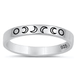 Lunar Moon Phases Science Nature Space Ring .925 Sterling Silver Band Sizes 4-10