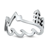 Mountains Tree Wave California Nature Ring .925 Sterling Silver Band Sizes 5-10