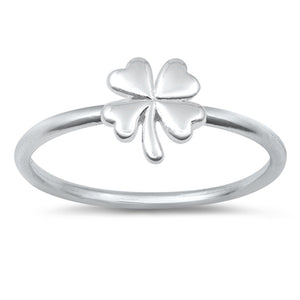 Good Luck Four Leaf Clover Nature Ring New .925 Sterling Silver Band Sizes 2-10